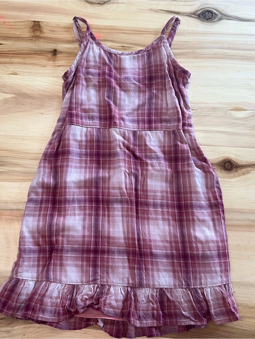 abercrombie kids Mauve Pink Plaid Ruffle-Hem Sundress
